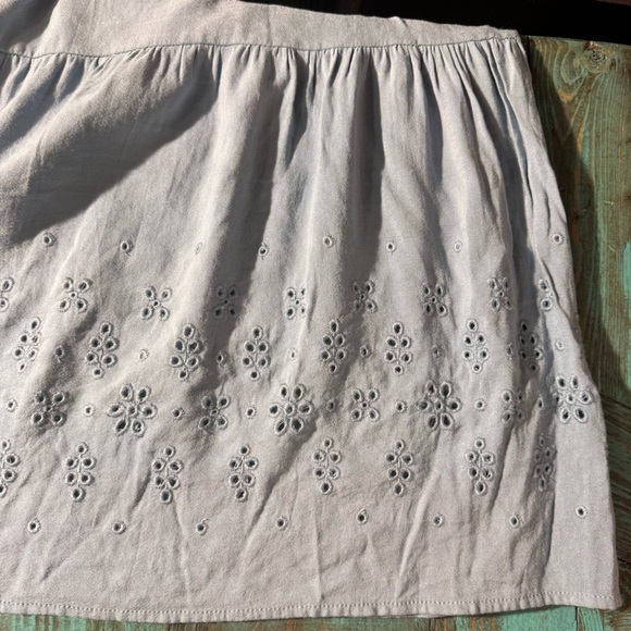 By the River Blue Smocked Tiered Dress Ruffle Straps Eyelet Detail Size Small - Picture 9 of 10